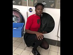Ebony girl picked launderette for