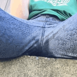 Wetting jeans shoes pavement after painful
