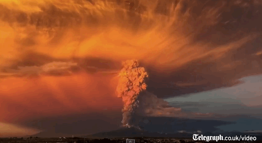 Erupting volcanoes scene