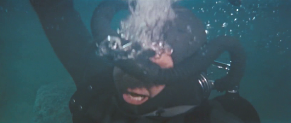 Flooded dive mask underwater