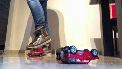 Toycar crush with nike sneaker trailer