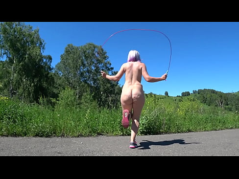 best of Girl outdoors naked rope completely jumping