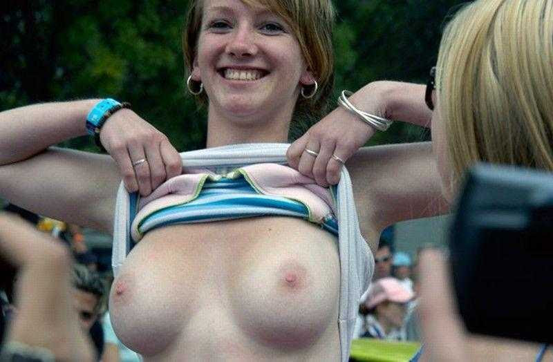 Topless concert titties sexy girls
