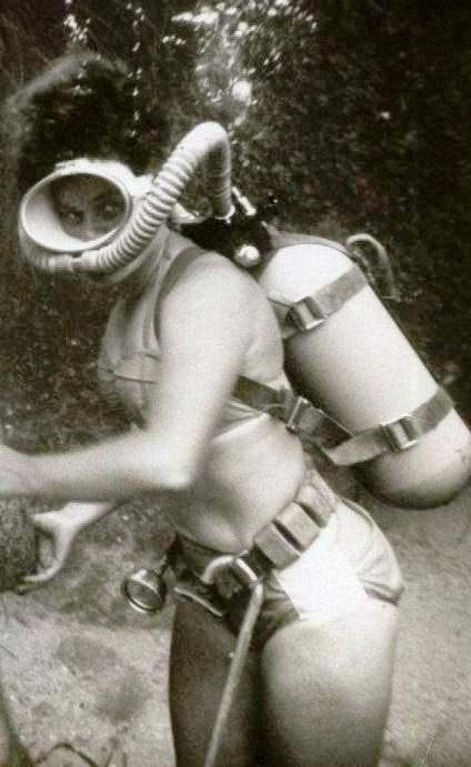 Vintage scuba diving twin hose